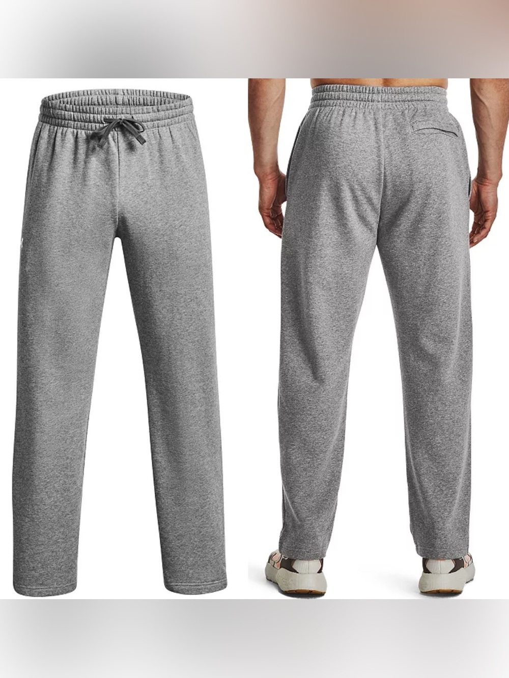 Men's Under Armour Rival Fleece Straight Leg Pant in Pitch Gray Size Large